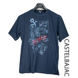 ★送料込み★イラスト柄　メンズ半袖Tシャツ　紺(M)　カステルバジャック 6771｜midfielder-y