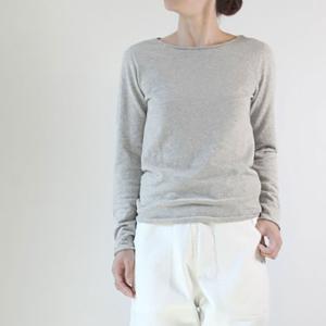 evam eva E223T216 ウール バックボタン 長袖 ブラウス シャツ グレー