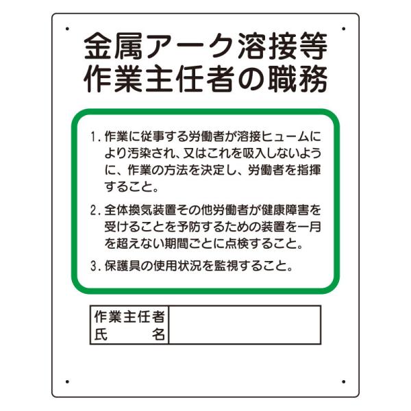 ユニット UNIT 作業主任者職務表示板 356-38A 金属アーク溶接等