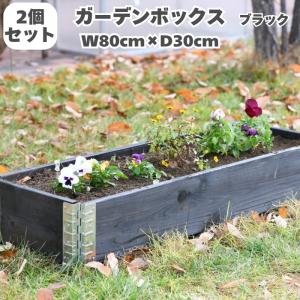 ガーデンボックス 木製プランター レイズドベッド 800×600 ブラック 2