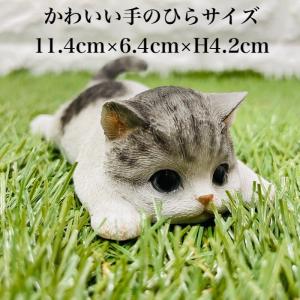 ベニーズキャット さんぷんまつニャン サバ白 手のひらサイズ 猫 置物 可愛い リアル  ネコ 子猫 雑貨 Benny's｜midoris