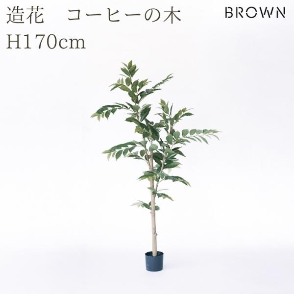 観葉植物 造花 コーヒーの木 170cm 大型 スリム フェイクグリーン 人工観葉植物 リアル 本物...