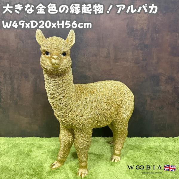 置物 動物 アルパカ ゴールド 金色 縁起物 高さ56cm おしゃれ 大きい 玄関インテリア 庭 ガ...