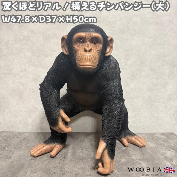 置物 構える チンパンジー 大 高さ50cm 動物 woobia 巨大オブジェ おしゃれ 大きい 玄...
