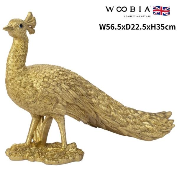 鳥 置物 オブジェ 北欧 動物 かわいい クジャク ゴールド 小 豪華 金色 縁起物 高さ35cm ...