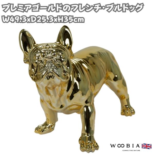 置物 犬 動物 プレミアゴールドのフレンチ・ブルドッグ 横幅49.3cm 縁起物 woobia おし...