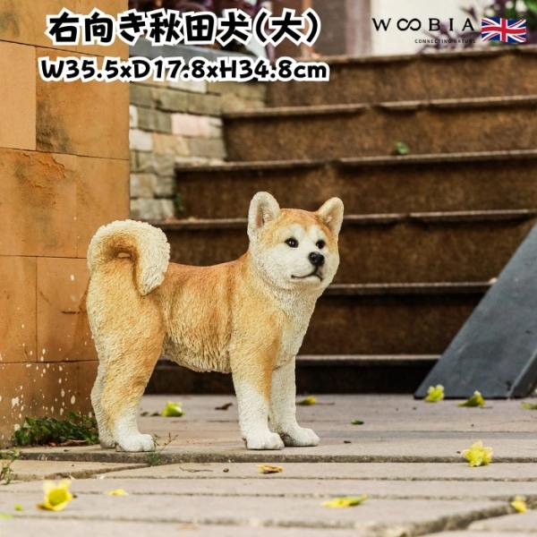 犬 置物 大型 動物 右向き秋田犬 大 かわいい 高さ34.8cm woobia おしゃれ 大きい ...