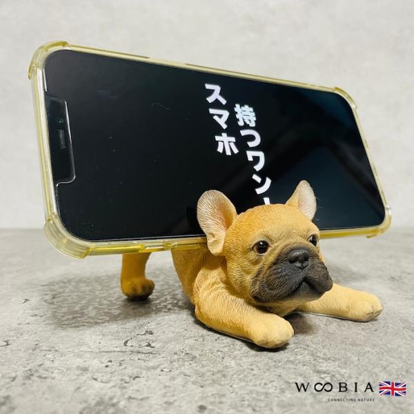 スマホスタンド 卓上 犬 おもしろ 動物 ふせをするフレンチブルドッグ イヌ 置物 かわいい おしゃ...