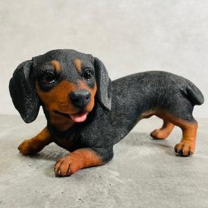 ミニチュアダックスフンド 置物 犬 インテリア オブジェ 陶器