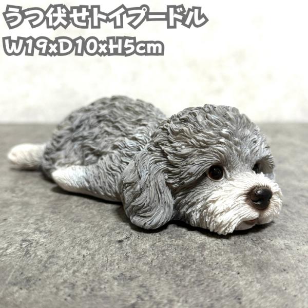 置物 犬 かわいい 動物 玄関 横幅19cm うつぶせトイプードル グレー おしゃれ インテリア w...