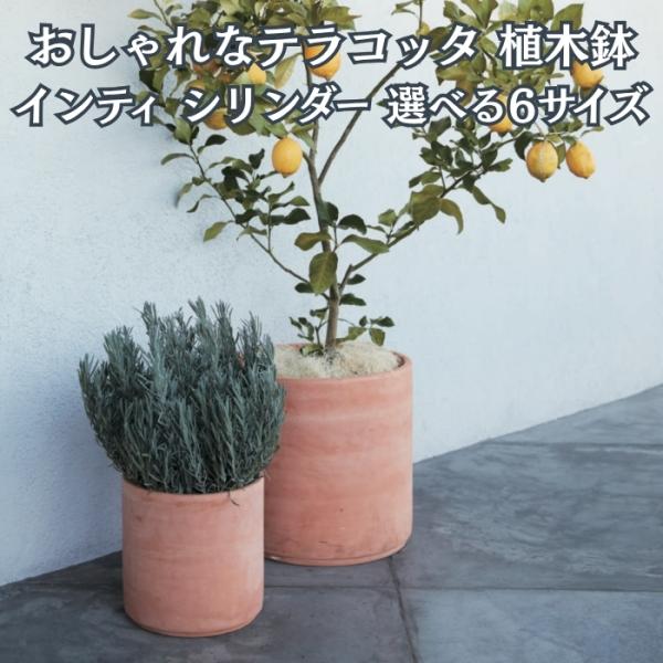 植木鉢 おしゃれ 大型 テラコッタ 素焼き 円柱 KONTON コントン インティ 底穴あり 観葉植...