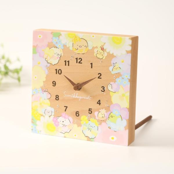 壁掛け時計 木製 すみっコぐらし お花のようせい キャラクター おしゃれ かわいい 木 アナログ イ...