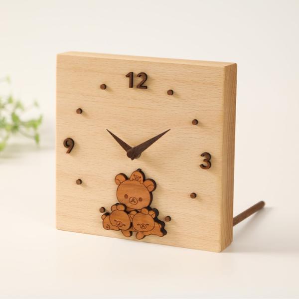 壁掛け時計 木製 リラックマ くつろぎ キャラクター おしゃれ かわいい 木 アナログ インテリア ...