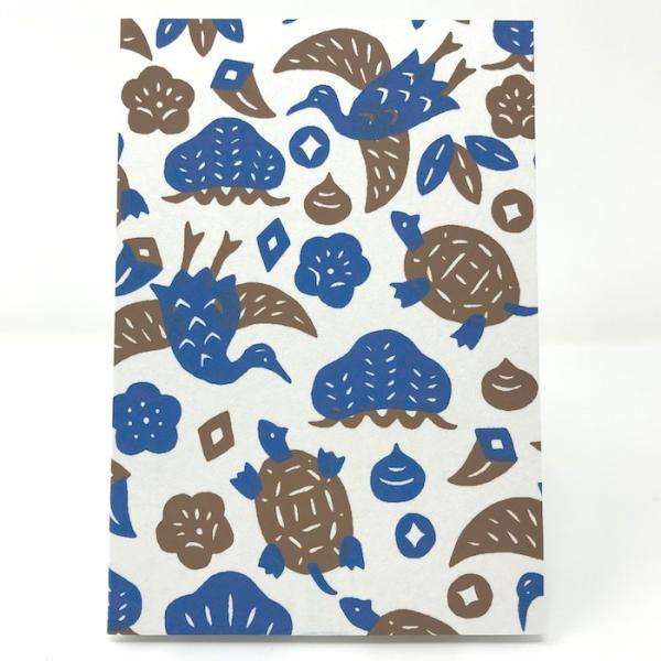 御朱印帳 「鶴亀宝尽くし」 蛇腹折り 44ページ 和紙 シルクスクリーン かわいい おしゃれ 蛇腹折...