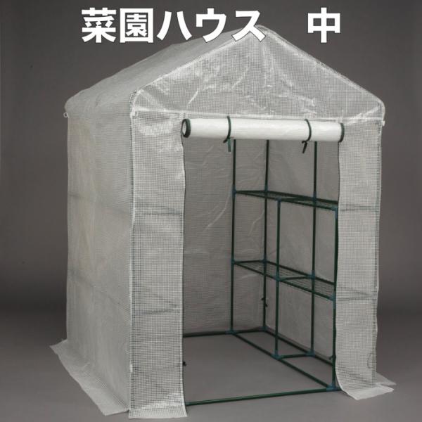 園芸用 菜園ハウス Mサイズ ビニールハウス 小型 家庭用 約2平米 棚付き 幅143×奥行143×...