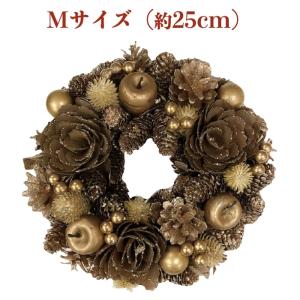 お花のクリスマスリース Mサイズ 約25cm 玄関 ドア 紙スタンド付き