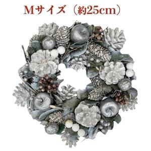 お花のリース ナチュラル Mサイズ 約25cm 玄関 ドア 紙スタンド付き ドライフラワー プレゼントギフト おしゃれ 造花 高級 豪華 かわいい飾り｜midoris