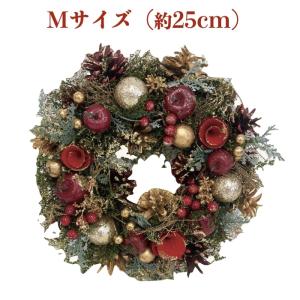 お花のリース ナチュラル Mサイズ 約25cm 玄関 ドア 紙スタンド付き ドライフラワー おしゃれ 造花 高級 豪華 飾り｜midoris