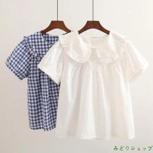 長袖 シャツ ブラウス フリル 半袖 夏 トップス レディース｜midorishop