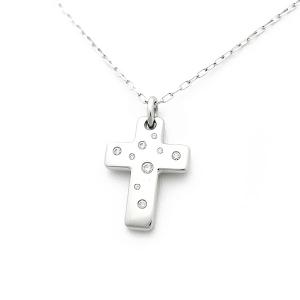 緑屋質屋】ミキモト ダイヤ クロス ネックレス 0.31ct GP-597U K18WG