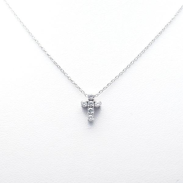 【緑屋質屋】ポンテヴェキオ　ダイヤクロスネックレス　0.23ct　K18WG【中古】