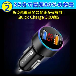 シガーソケット USB 2口 2連 急速 小型...の詳細画像3