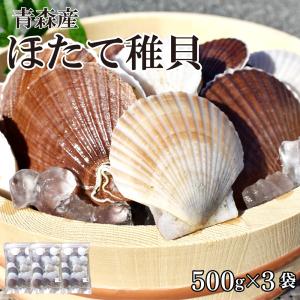 冷凍 ほたて稚貝 500g×3袋 青森産 むつ湾 加熱用  殻付き ベビーホタテ 使い勝手の良いジッパー袋 バラ凍結 大きさ不揃い