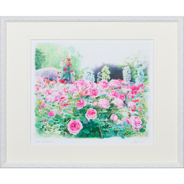 渡辺三絵子花の水彩画ジグレー版画（複製画）バラ「ヒストリー」