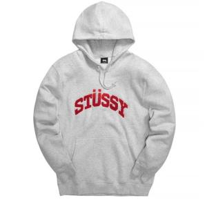 STUSSY CHENILLE ARCH APPLIQUE HOOD 118336-グレー  ステュー シー スウェット パーカー プル オーバー 国内正規品