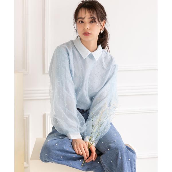 miele grande ミエーレ グランデ ドット オーガンジー ブラウス 長袖 レディース 女性...