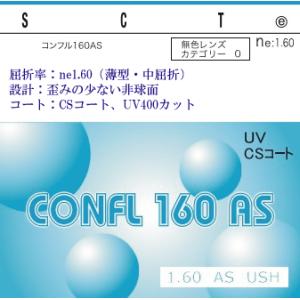 イトーレンズ 眼鏡レンズ 非球面 中屈折 1.60 紫外線UVカット400 撥水コート コンフル160AS（薄型）２枚１組