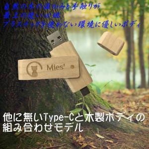 Mies' Wooden USBメモリ 32GB with TypeC interface (2 in 1) フラッシュドライブ