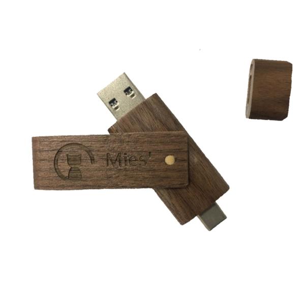 Mies&apos; Wooden USBメモリ 128GB with type-c  (2 in 1) us...