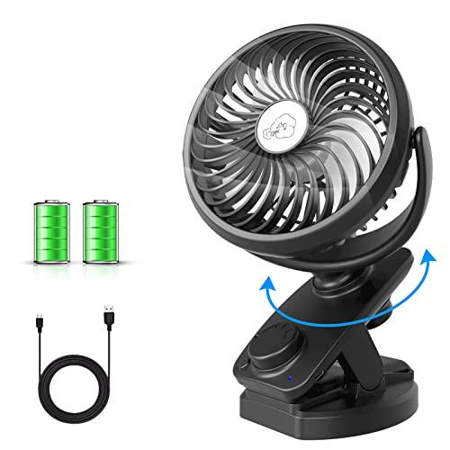 USB扇風機 自動首振り 卓上扇風機 クリップ 充電式 USBファン  5000mAh電池内蔵 低風...