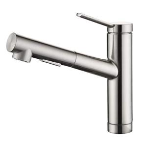 CREA キッチン蛇口 引出しホース式水栓 キッチン用水栓 シングルレバーワンホールキッチン水栓 伸縮 360度回転 2wayの吐水式 泡沫水流