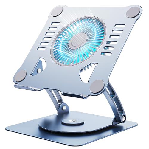 ノートパソコン冷却スタンド 360°回転 大風量冷却ファン搭載 SHUWEI 折りたたみ式 角度・高...