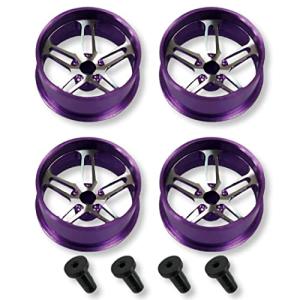 Lanx. ミニ四駆用 アルミホイール 4個セット パープル 高品質 デュアル5スポークローハイトタイヤ用 速度チェッカー 速度 ソフトタイヤ