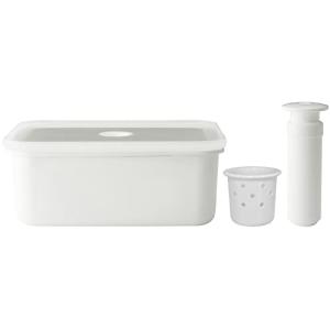 富士ホーロー ぬか漬け容器 2.8L ホワイト 琺瑯ぬか漬け容器 真空ポンプ付きセット NK-210Q.W