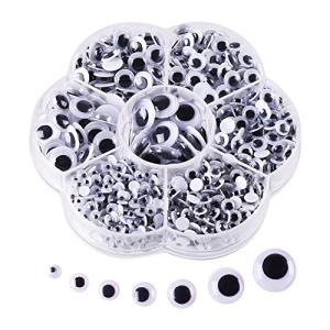 CCINEE 動く 目玉 動眼 目パーツ 人形アイ 4mm/5mm/6mm/7mm/8mm/10m/12mm 貼り付けタイプ 885個セット 超