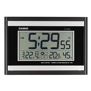 CASIO(カシオ) 置き時計 電波 ブラック デジタル 生活環境 温度 湿度 カレンダー 表示 置き掛け兼用 IDL-100J-1JF
