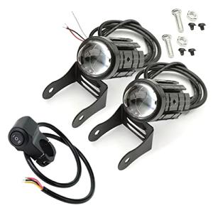 Meliore LED バイク ヘッドライト プロジェクター レンズ デュアル カラー フォグランプ スポットライト ATV スクーター トライ