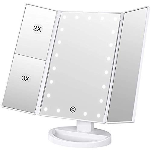 Vidafelic 化粧鏡 卓上 化粧ミラー 鏡 21個LED 拡大鏡 2/3倍 明るさ調節可能 1...