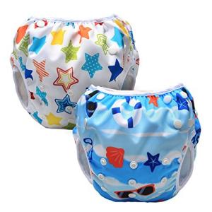 Luxja 赤ちゃん水着 ２点セット 0~3歳 サイズ調節可能 再利用可能