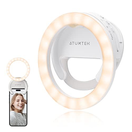 ATUMTEK LEDリングライト クリップ式 10cm 自撮り オンライン会議 撮影 配信 スマホ...