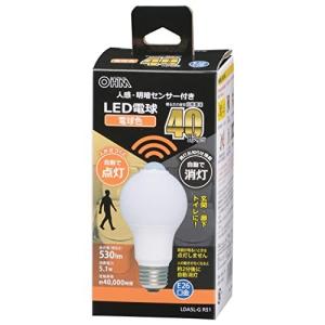 オーム電機 LED電球 E26 40形相当 人感明暗センサー付 電球色 人感センサー 40ワット相当 自動点灯 玄関 トイレ 廊下 階段 LDA