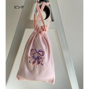 バレエ 小物 巾着袋 トウシューズ刺繍入りシュ...の詳細画像4
