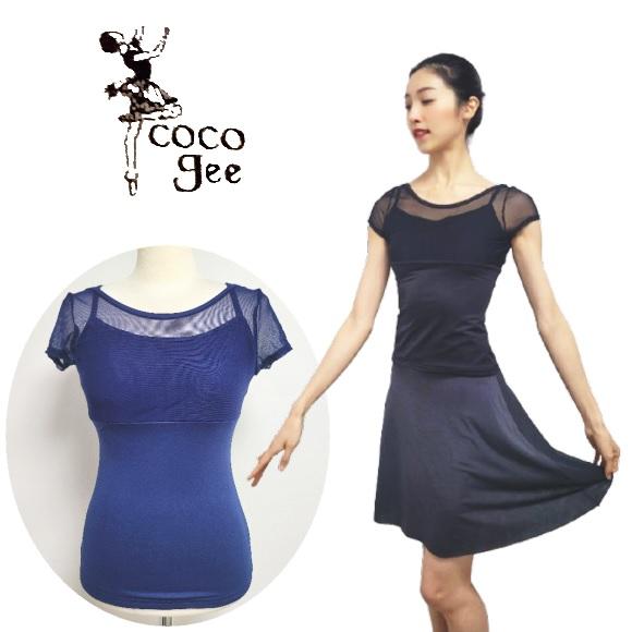 バレエ トップス 大人 半袖 ブラカップ差込口あり レオトップ ココジ