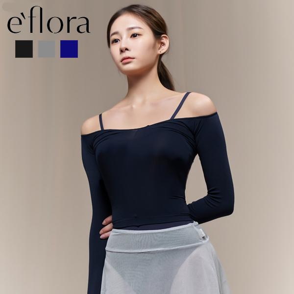 バレエ トップス 長袖 大人 ジュニア e`flora イーフローラ 黒