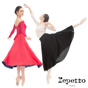 レペット repetto スカート ロング リハーサルスカート 黒 リバーシブル｜mignonballet