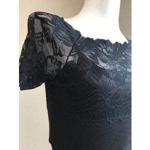 バレエ トップス 半袖 レース 黒 白の詳細画像4